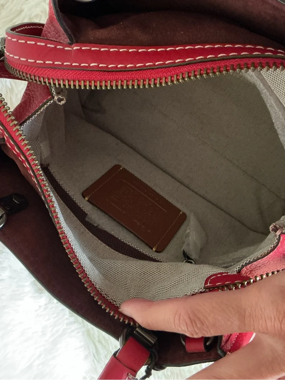 Coach Disney X Red Leather Minnie Mouse with Patches Rogue 25 with Wallet